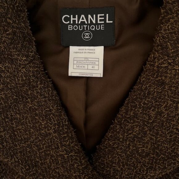 CHANEL Brown Tweed Bouclé Jacket, Fr Sz 40 US 8 - Picture 1 of 8